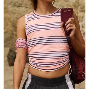 NEW FREE PEOPLE movement sport mode muscle tee in pastel peach combo